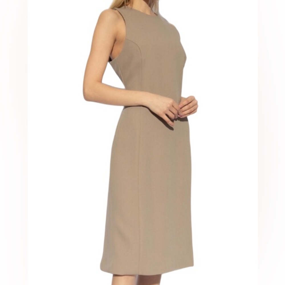 Worth Petite Wool Elegant Tan Sleeveless Formal Dress 10P